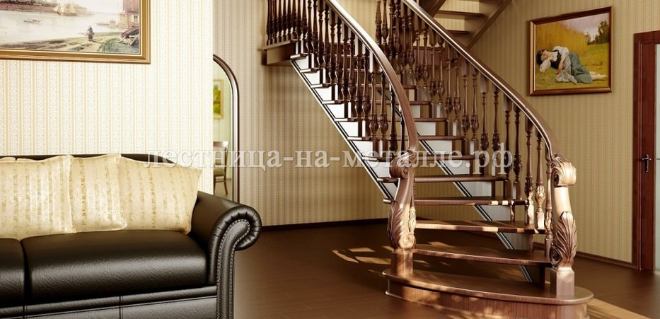 Деревянная открытая лестница